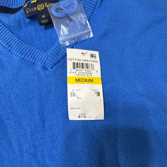NWT Men’s Club Room V-Neck Sweater – Blue - Picture 6 of 6